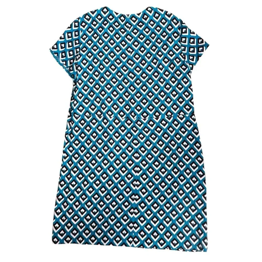 Diane Von Furstenberg Women’s Sz L Blue Geometric Print Carlotta Mini Dress - Picture 7 of 13